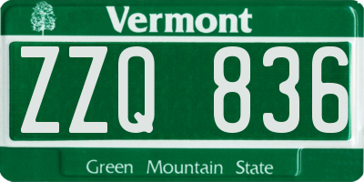 VT license plate ZZQ836