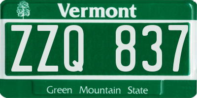 VT license plate ZZQ837