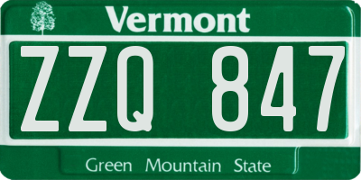 VT license plate ZZQ847