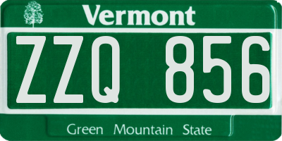 VT license plate ZZQ856