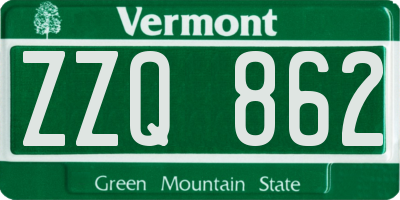 VT license plate ZZQ862