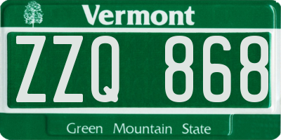 VT license plate ZZQ868