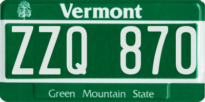 VT license plate ZZQ870