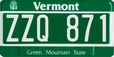 VT license plate ZZQ871