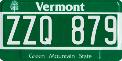 VT license plate ZZQ879