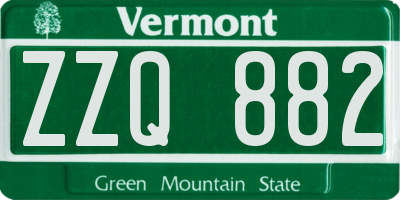 VT license plate ZZQ882