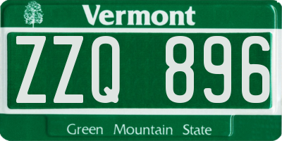 VT license plate ZZQ896