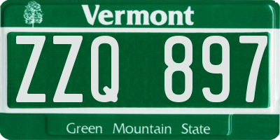 VT license plate ZZQ897