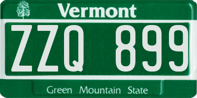 VT license plate ZZQ899