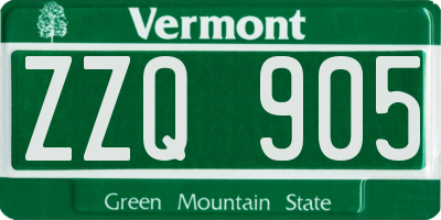 VT license plate ZZQ905