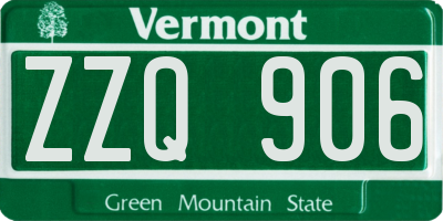 VT license plate ZZQ906