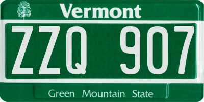 VT license plate ZZQ907