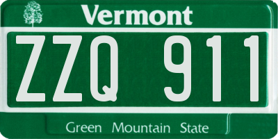 VT license plate ZZQ911