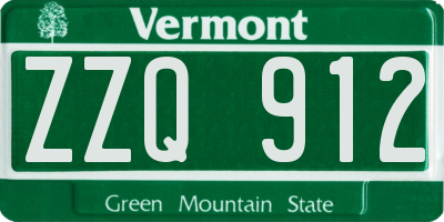 VT license plate ZZQ912