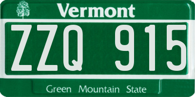 VT license plate ZZQ915