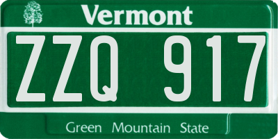 VT license plate ZZQ917