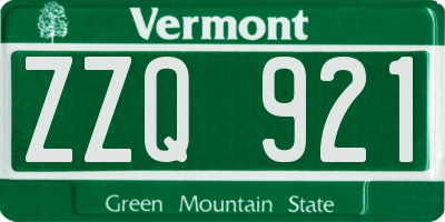 VT license plate ZZQ921