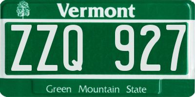VT license plate ZZQ927