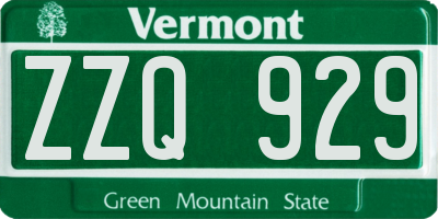 VT license plate ZZQ929