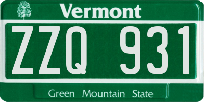 VT license plate ZZQ931