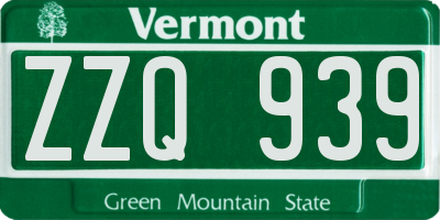 VT license plate ZZQ939