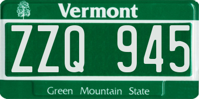 VT license plate ZZQ945