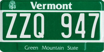 VT license plate ZZQ947