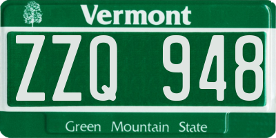 VT license plate ZZQ948