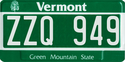 VT license plate ZZQ949