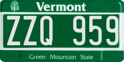 VT license plate ZZQ959