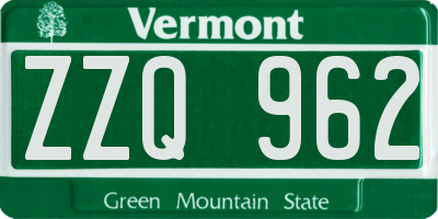 VT license plate ZZQ962