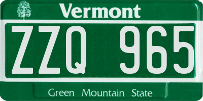 VT license plate ZZQ965