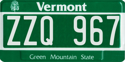 VT license plate ZZQ967