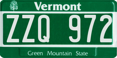 VT license plate ZZQ972