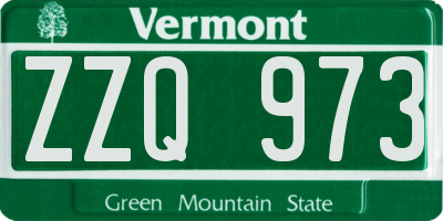 VT license plate ZZQ973