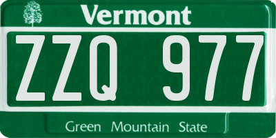 VT license plate ZZQ977