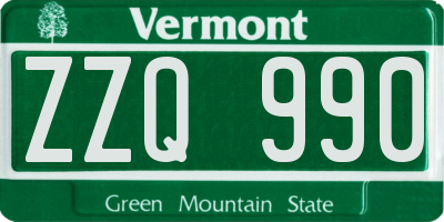 VT license plate ZZQ990