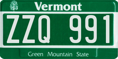 VT license plate ZZQ991