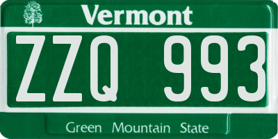 VT license plate ZZQ993