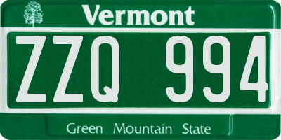 VT license plate ZZQ994