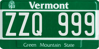 VT license plate ZZQ999