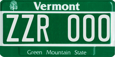 VT license plate ZZR000
