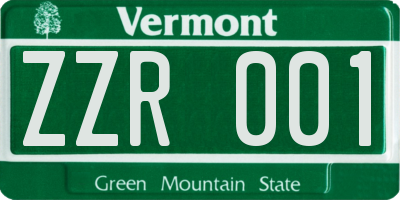 VT license plate ZZR001
