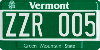 VT license plate ZZR005