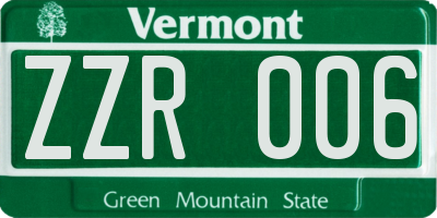 VT license plate ZZR006