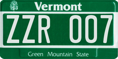 VT license plate ZZR007