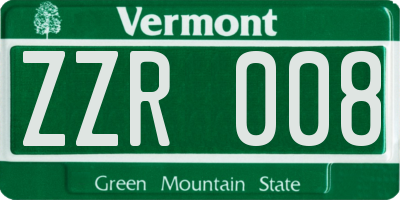 VT license plate ZZR008
