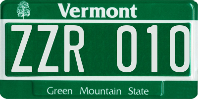 VT license plate ZZR010