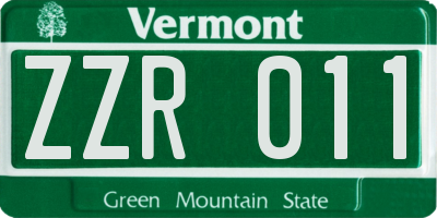 VT license plate ZZR011