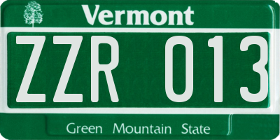 VT license plate ZZR013